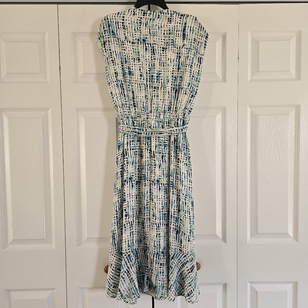 APT.9 Women's Round Neck Button Front Fitted Short Sleeve Lined Midi Dress M - Picture 11 of 12